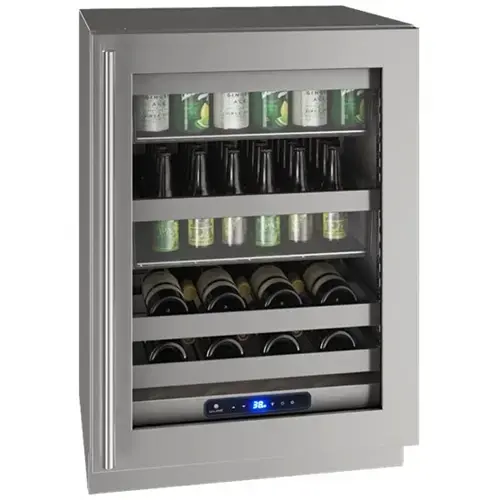 Front. U-Line - 5 Class 14-Bottle Wine Refrigerator - Stainless Steel.