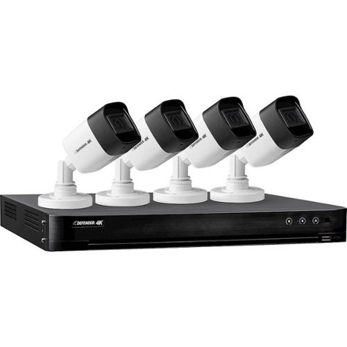  Defender - 4K Security System 4-Channel, 4-Camera Indoor/Outdoor Wired 2160p 1TB DVR Surveillance System
