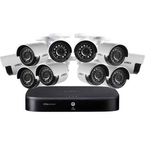  Lorex - 16-Channel, 10-Camera Indoor/Outdoor Wired 1080p 2TB DVR Surveillance System - White