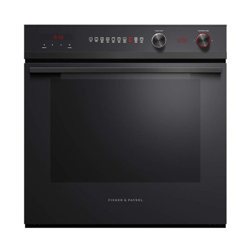 Fisher & Paykel - Contemporary 23.5" Built-In Single Electric Convection Wall Oven - Black glass
