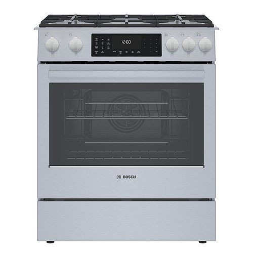 Bosch - 4.6 Cu. Ft. Self-Cleaning Slide-In Dual Fuel Convection Range - Stainless steel