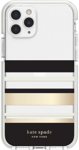 kate spade new york - Defensive Hardshell Case for Apple® iPhone® 11 Pro - Black/Clear/Cream/Park Stripe Gold Foil