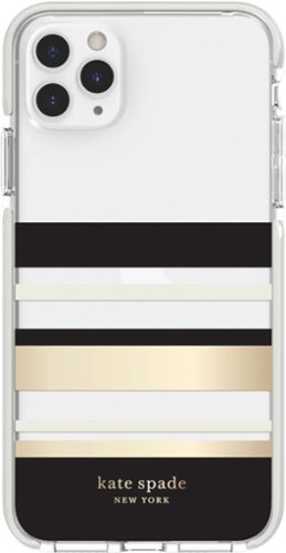 kate spade new york - Defensive Hardshell Case for Apple® iPhone® 11 Pro Max - Black/Clear/Cream/Park Stripe Gold Foil