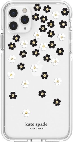  kate spade new york - Defensive Hardshell Case for Apple® iPhone® 11 Pro Max - White/Clear/Scattered Flowers Black/Gold Gems