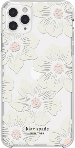 kate spade new york - Protective Hard Shell Case for Apple® iPhone® 11 Pro Max - Cream With Stones/Hollyhock Floral Clear