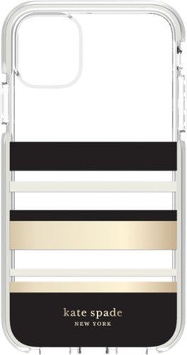 kate spade new york Defensive Hardshell Case for Apple iPhone 11 - Black/Clear/Cream/Park Stripe Gold Foil GLOBAL SHIPPING