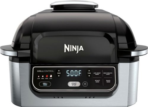  Ninja - Foodi 5-in-1 Indoor Grill with 4-qt Air Fryer, Roast, Bake, &amp; Dehydrate - Stainless Steel/Black