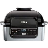 Ninja - Foodi 5-in-1 Indoor Grill with 4-qt Air Fryer, Roast, Bake, & Dehydrate - Stainless Steel/Black
