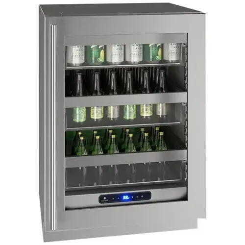Front. U-Line - 5 Class 92-Bottle Wine Refrigerator - Stainless Steel.