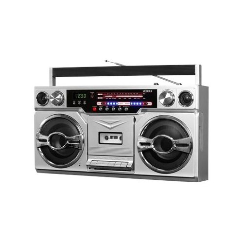 Victrola - Boombox with AM/FM Radio - Silver
