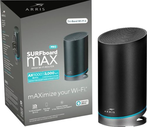 ARRIS - SURFboard mAX Pro Wireless-AX11000 Tri-Band Mesh Wi-Fi 6 Router - Black