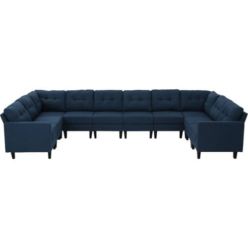  Noble House - Aberfoil U-Shaped Fabric 10-Piece Sectional Sofa - Navy Blue