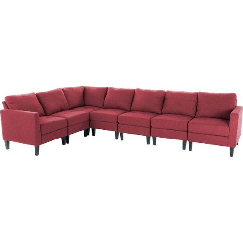 Noble House - Gosport Fabric 7-Piece Sectional Sofa - Deep Red-Front_Standard 