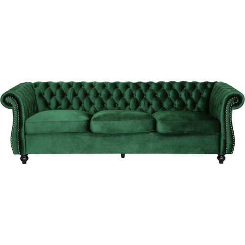 Noble House - Fruto Chesterfield Tufted Sofa - Emerald-Front_Standard 
