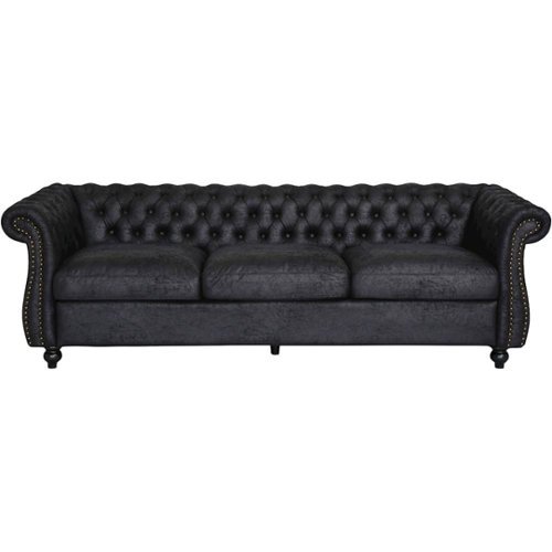 Noble House - Fruto Chesterfield Tufted Sofa - Black-Front_Standard 
