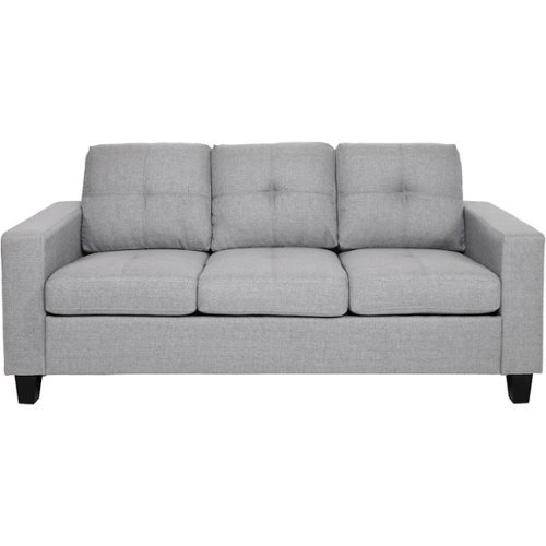 Noble House - Doyleville 3-Seat Fabric Sofa - Gray-Front_Standard 