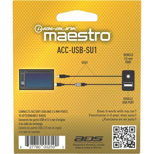 Maestro Factory USB to Male USB Adapter for Select Subaru Vehicles - Black GLOBAL SHIPPING