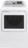 GE - 7.4 Cu. Ft. 13-Cycle Electric Dryer with HE Sensor Dry - White on White/Silver Backsplash-Front_Standard