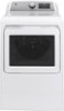 GE - 7.4 Cu. Ft. 13-Cycle Gas Dryer with Steam - White on White/Silver Backsplash-Front_Standard