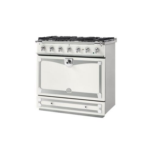 La Cornue - 3.8 Cu. Ft. Freestanding Dual Fuel Convection Range - Pure White With Stainless Steel Trim