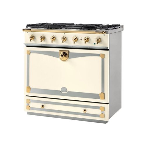 La Cornue - 3.8 Cu. Ft. Freestanding Dual Fuel Convection Range - Ivory With Stainless Steel Trim