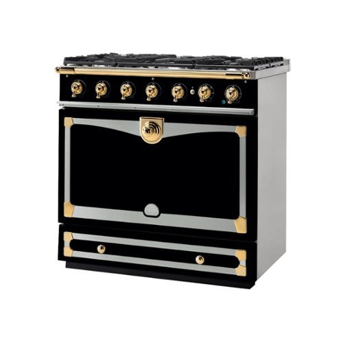 

La Cornue - 3.8 Cu. Ft. Freestanding Dual Fuel Convection Range - Gloss Black with SS and Polished Brass accents