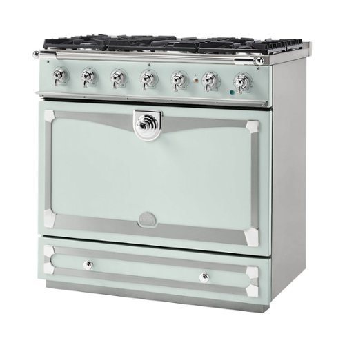 La Cornue - 3.8 Cu. Ft. Freestanding Dual Fuel Convection Range - Tapestry with stainless steel trim