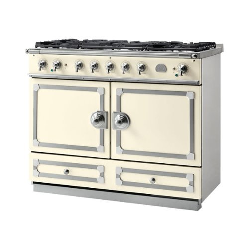 La Cornue - Freestanding Double Oven Dual Fuel Convection Range - Ivory With Stainless Steel Trim