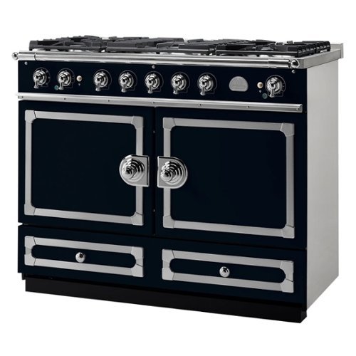 La Cornue - Freestanding Double Oven Dual Fuel Convection Range - Dark Navy Blue With Stainless Steel Trim