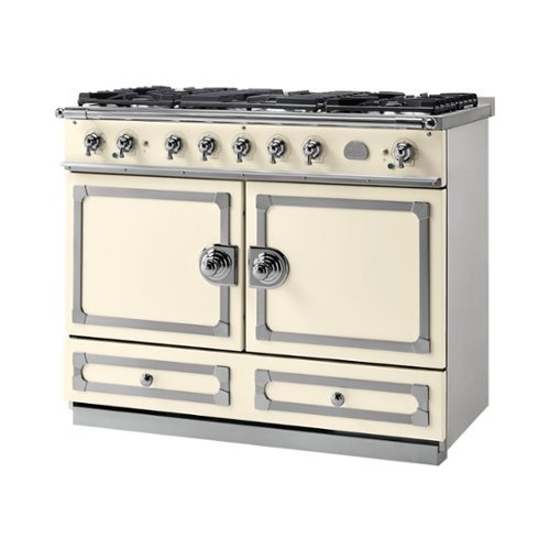 La Cornue - Freestanding Double Oven Dual Fuel Convection Range - Ivory With Stainless Steel Trim