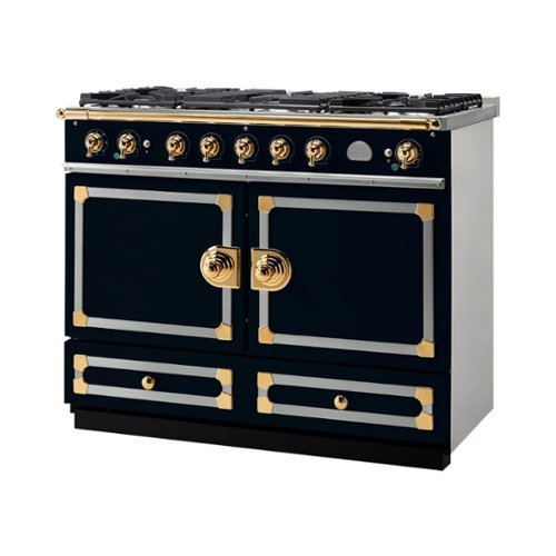 La Cornue - Freestanding Double Oven Dual Fuel Convection Range - Dark Navy Blue With Stainless Steel Trim