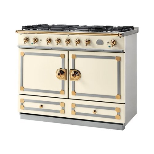 La Cornue - Freestanding Double Oven Dual Fuel Convection Range - Ivory With Stainless Steel Trim