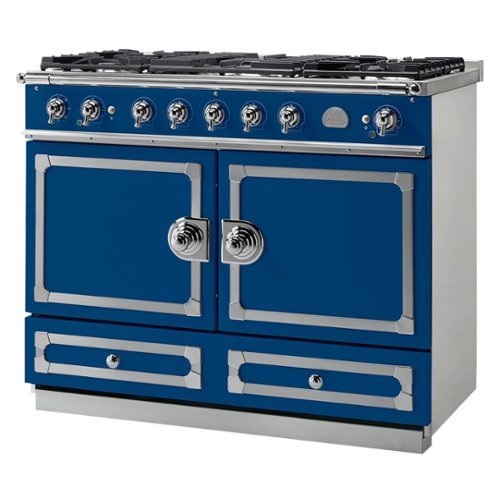 La Cornue - Freestanding Double Oven Dual Fuel Convection Range - Royal Blue With Stainless Steel Trim