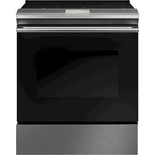 Front. Café - 5.3 Cu. Ft. Slide-In Electric Induction True Convection Range with Self-Steam Cleaning and In-Oven Camera - Platinum Glass.