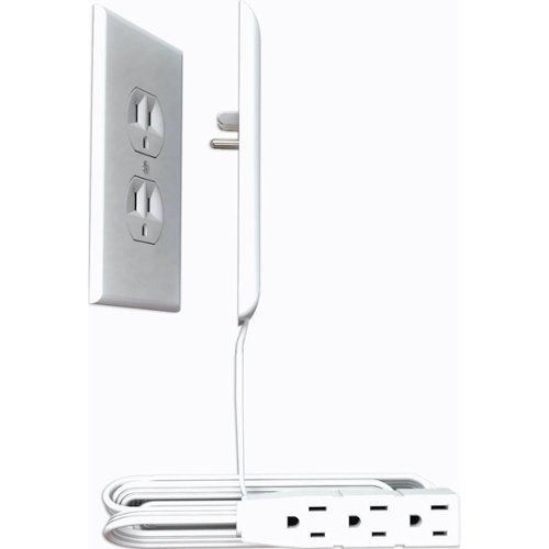 Sleek Socket 8' 3-Outlet Extension Power Cord with Wall Outlet Cover - White WORLDWIDE DELIVERY