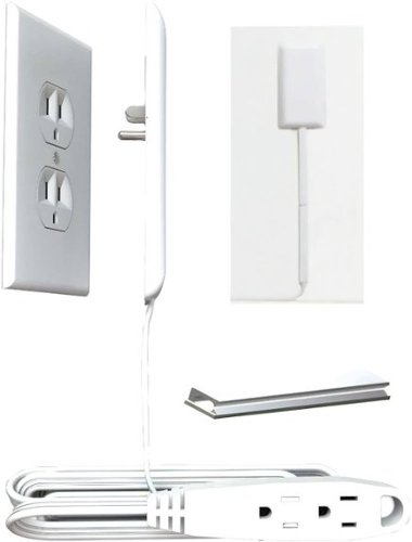 Sleek Socket 9' 2-Outlet Extension Power Cord with Wall Outlet Cover - White GLOBAL SHIPPING