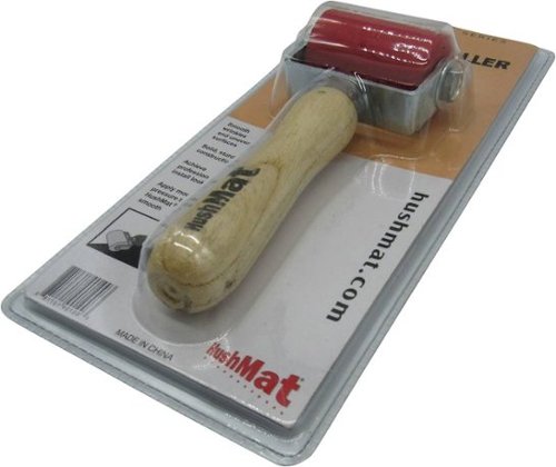 HushMat Pro Installation Roller Heavy Duty Wood Handle with Rubber Roller, Durable Construction - Red WORLDWIDE DELIVERY