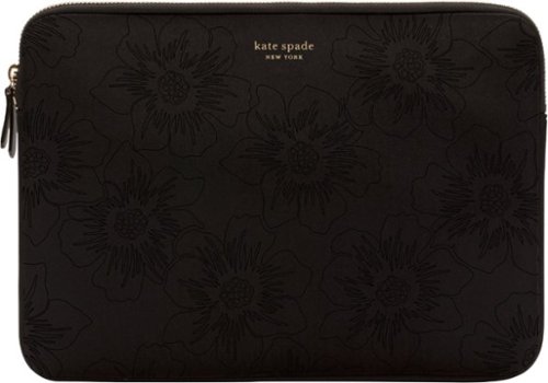 kate spade new york - Sleeve for 13.3" Apple® MacBook® Air - Shiny Black/Reverse Hollyhock Matte-Front_Standard 