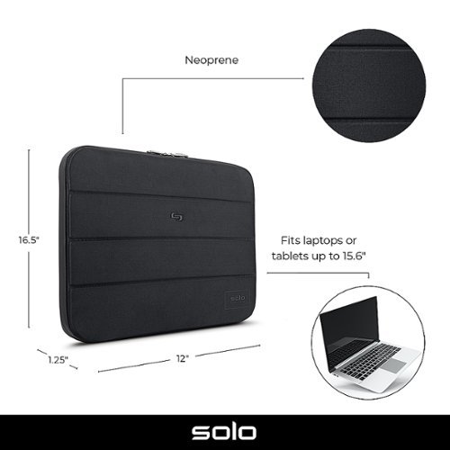 Solo New York Bond Sleeve for 15.6 Laptop - Black WORLDWIDE DELIVERY