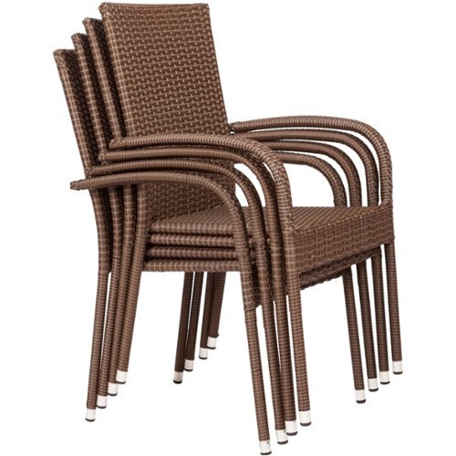 Patio Sense - Wicker Chairs (Set of 4) - Brown