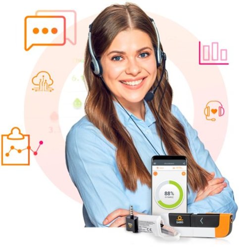 Dario Blood Glucose Monitor Kit Test Your Blood Sugar - Glucose-Meter with 25 Strips,10 lancets (Android Audio-Jack) - Black/White/Orange SHOP ONLINE