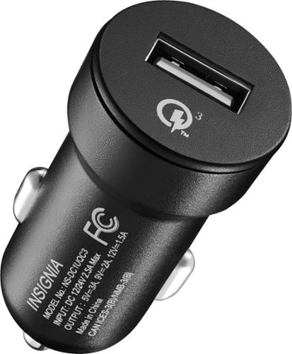 Insignia™ - 18W Vehicle Charger - Black-Front_Standard 