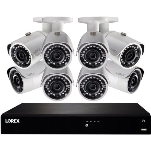 Lorex - 16-Channel, 8-Camera Indoor/Outdoor Wired 4K 2TB NVR Surveillance System - Black/White-Front_Standard 