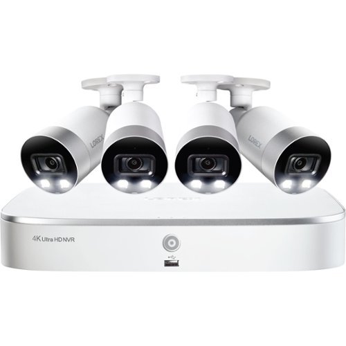 Lorex - 8-Channel, 4-Camera Indoor/Outdoor Wired 4K UHD 3TB NVR Surveillance System - White-Front_Standard 