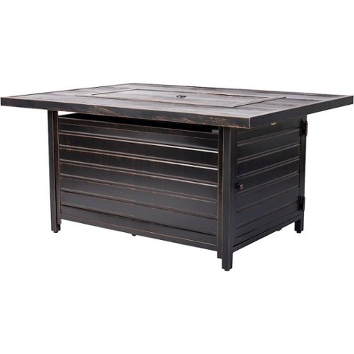 Fire Sense - Sawyer Rectangular Aluminum LPG Fire Pit - Antique Bronze-Front_Standard 
