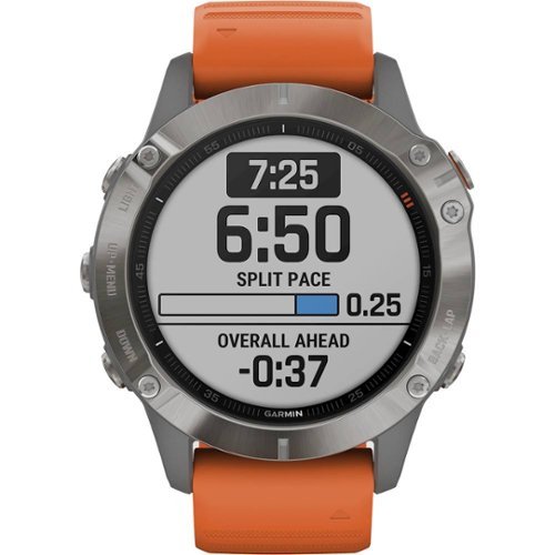 Garmin - fēnix 6 Sapphire GPS Smartwatch 33mm Fiber-Reinforced Polymer - Titanium With Ember Orange Band