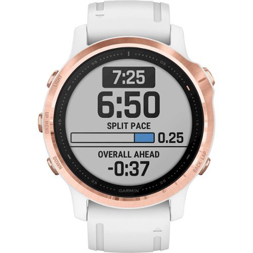 Garmin - fēnix 6S Pro GPS Smartwatch 30mm Fiber-Reinforced Polymer - Rose Gold-tone with White Silicone Band