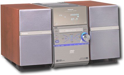 Panasonic - 5-Disc DVD/CD Micro System with Progressive Scan and 3-Way Speaker System - Silver with wood grain-Front_Standard 
