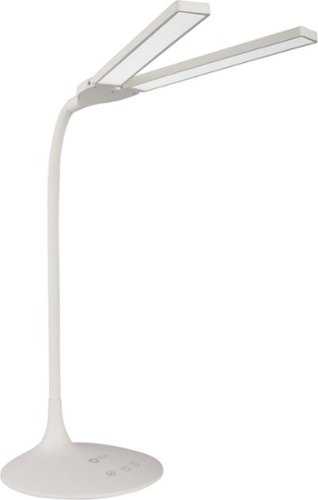 OttLite - Pivot Dual Pivoting Shade LED Desk Lamp w/ 3 Brightness Settings, 3 Color Temperatures and Built-in 40 Minute Timer - White