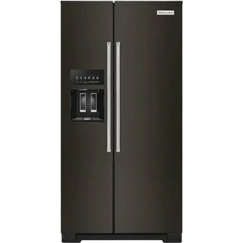 Front. KitchenAid - 22.6 Cu. Ft. Side-by-Side Counter-Depth Refrigerator - Black Stainless Steel With PrintShield Finish.